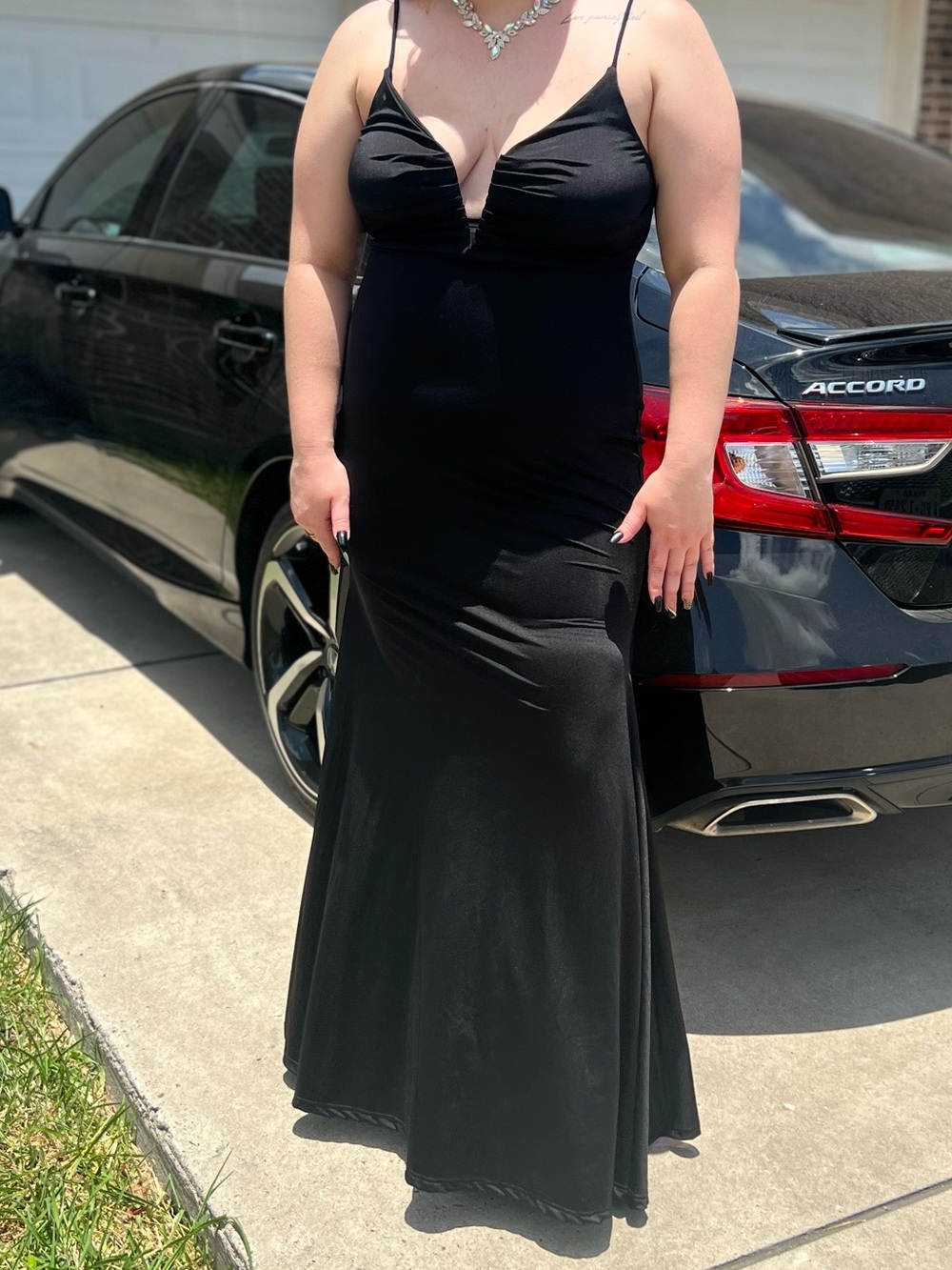 Sleek Black Maxi Dress with Double Spaghetti Straps